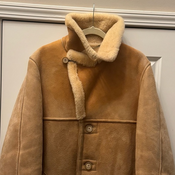 Vintage Hughes & Hatcher Men’s Sheepskin Shearling Suede Car Coat Size L - Picture 14 of 14